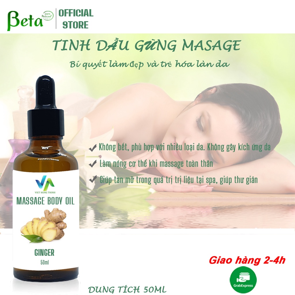 Dầu Gừng Massage Body 50ml Làm Ấm Cơ Thể Dưỡng Ẩm Làm Mịn Da