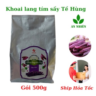Khoai lang tím sấy giòn Tề hùng 500g, đồ ăn vặt thơm ngon từ hoa quả sấy khô