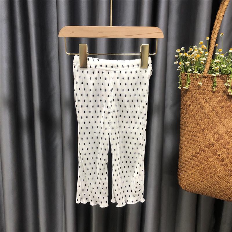 Set áo thun tay ngắn + quần dài chấm bi thiết kế mới thời trang mùa hè theo phong cách Hàn Quốc dành cho bé gái