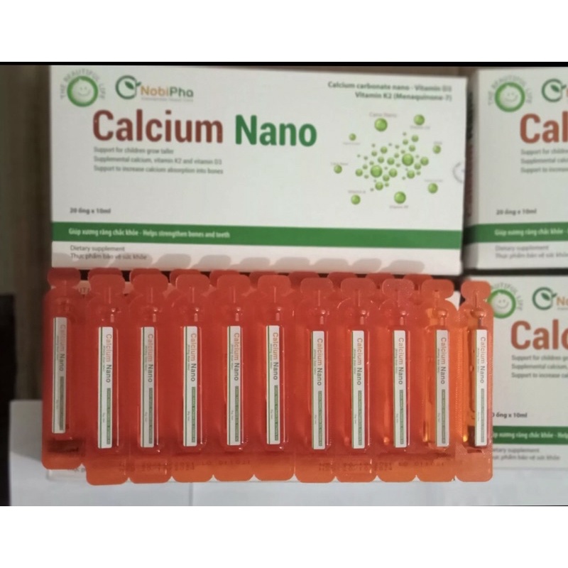 Calcium Nano K2 D3 hộp 20 ống - Bổ sung canxi, vitamin K2, vitamin D3, tăng cường canxi, giảm nguy c