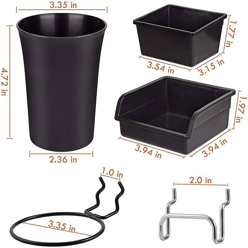 Pegboard Bins Peg Board Cups with Hooks &amp; Loops 12 Pack.Phụ kiện tổ chức phân loại.Tools Bộ hệ thống sắp xếp lưu trữ