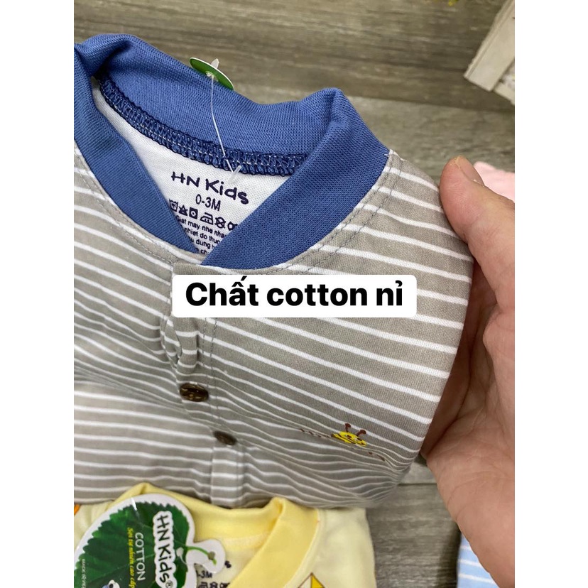 Bộ dài hnkids cúc giữa cotton nỉ, bộ dài tay cho bé trai bé gái