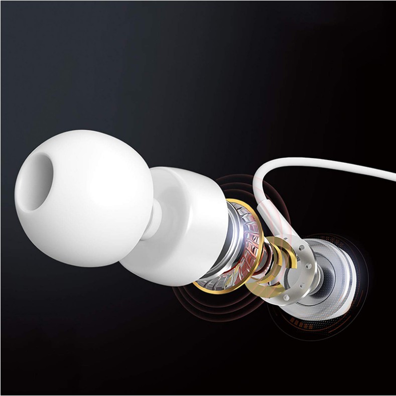 Tai nghe in-ear đa năng đơn giản trong dòng điện thoại di động máy tính có dây tai nghe điều khiển bằng lúa mì Tai nghe điều khiển bằng dây màu trắng