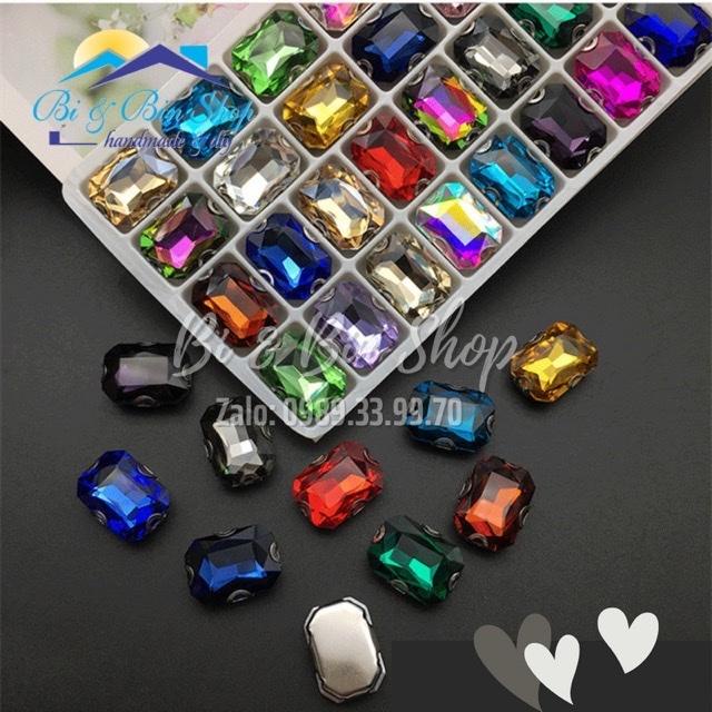 10 Viên Đá Đế Chữ Nhật 13x18mm Đính Kết Trang Phục Thời Trang, Trang Trí Vương Miện - Bi &amp; Bin Shop