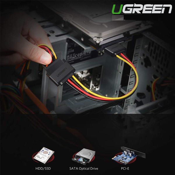 [Mã ELFLASH5 giảm 20K đơn 50K] Cáp nguồn SATA 15Pin nối dài Ugreen 50718 dài 20cm chính hãng