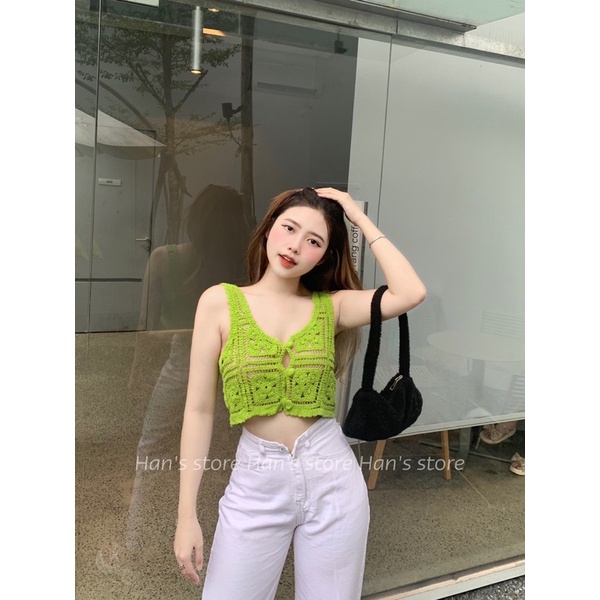 ÁO LEN MÓC 2 DÂY HOẠ TIẾT Ô (ẢNH THẬT)