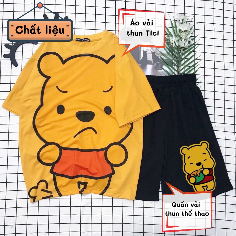 Set đồ bộ hoạt hình ❤️ Bộ mặc nhà Cartoon GẤU POOH form rộng Unisex nam nữ Molly Fashion