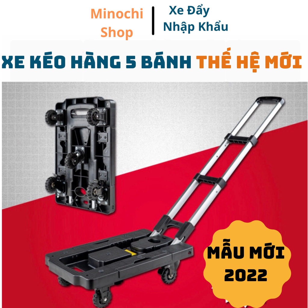 Xe Đẩy Hàng Xe Kéo Hàng Gấp Gọn Có Bánh Xe Cao Su Chống Ồn Tải trọng Lớn 150kg-XKD05