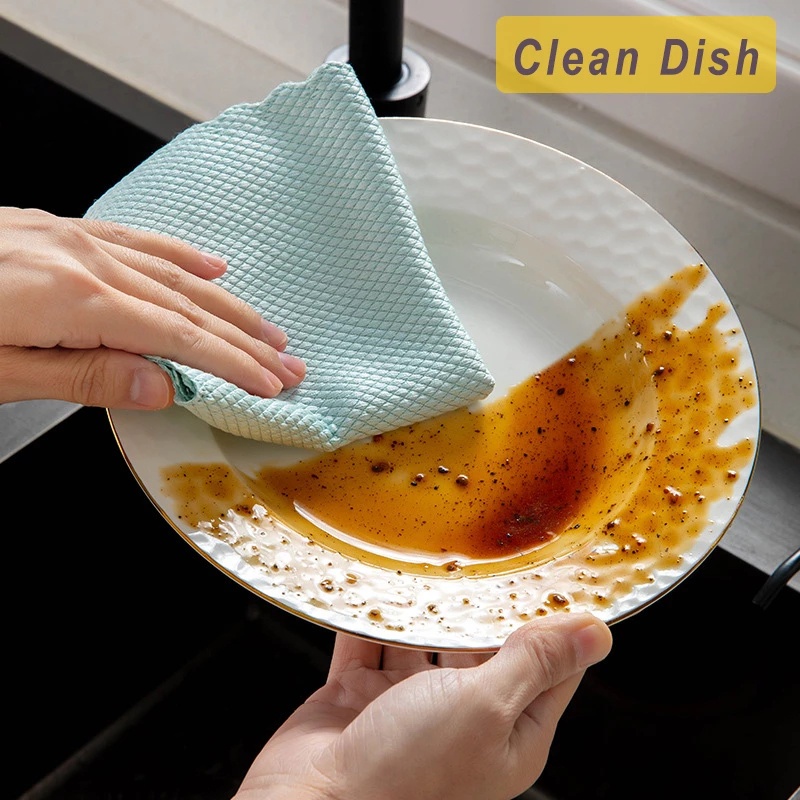 Bộ 5 Khăn Lau Kính Bằng Sợi Micro Thấm Hút Tiện Dụng Cho Nhà Bếp/ Cửa Sổ/ Gương Chiếu Hậu