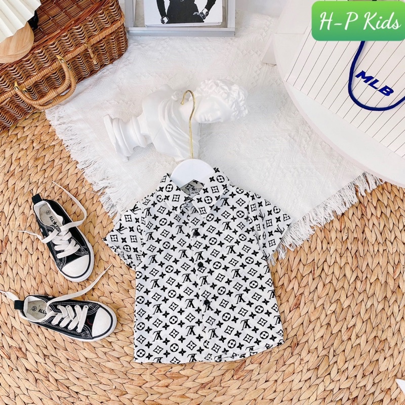 Áo sơ mi lụa cộc tay cho bé 8-25kg
