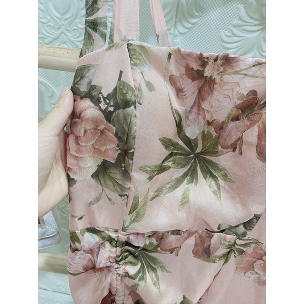 Váy hai dây hoa rút dây có cúp ngực