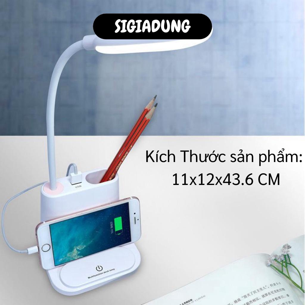 [SGD] Đèn Học Để Bàn - Đèn Chống Cận Đa Năng 4in1, Khay Đựng Bút, Có USB Cắm Sạc 8504