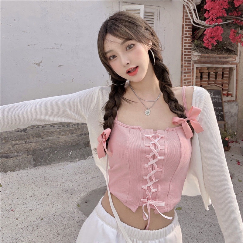 Áo Ống Hai Dây Màu Hồng Trơn Thời Trang Mùa Hè Dành Cho Nữ