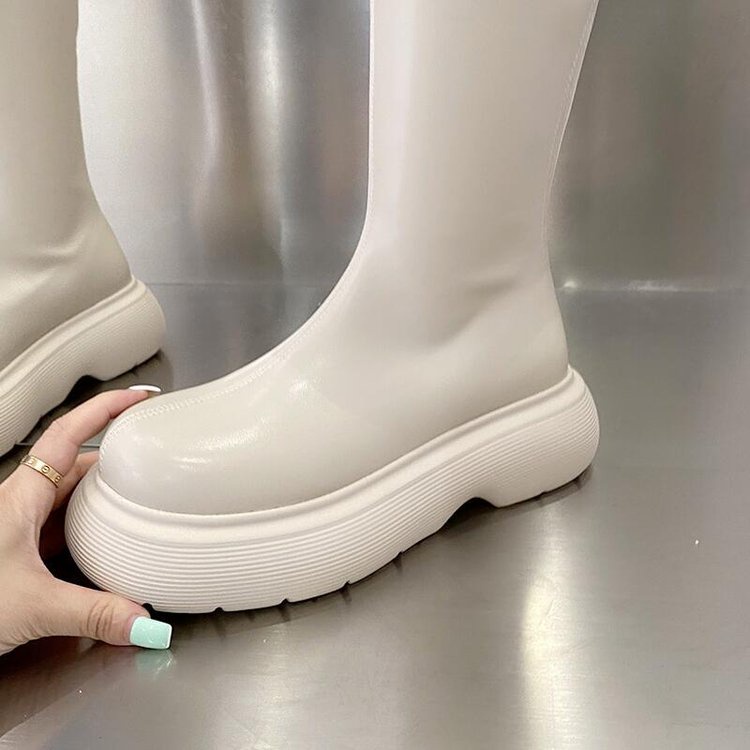 Giày bốt Martin cao gót mũi tròn phối khóa kéo thời trang cho nữ | BigBuy360 - bigbuy360.vn