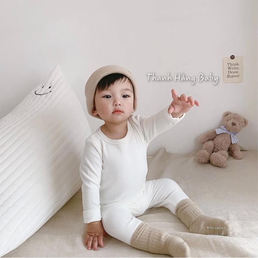 Bộ Quần Áo Dài Tay Thu Đông Cho Trẻ Sơ Sinh Và Bé Trai Bé Gái Nỉ Cotton Thanh Hằng Baby Từ 7 - 17 Kg