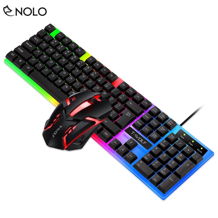 Combo Bộ Bàn Phím Giả Cơ Chuột Gaming Gear TWOLF TF230 Led RGB 3D Dây Dài 1,3M Chui USB Tặng Kèm Lót Chuột May Viền