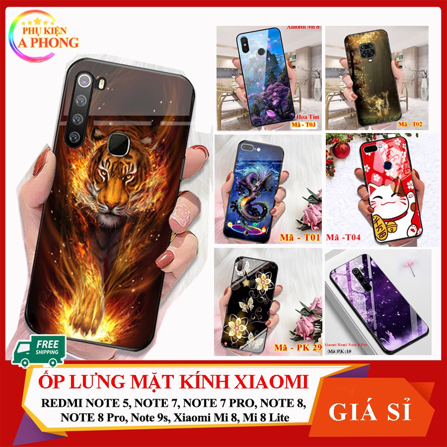 Ốp Lưng Kính Xiaomi Redmi Note 5, Note 7/Note 7 Pro, Note 8, Note 8 Pro, Note 9s, Xiaomi Mi 8, Mi 8 Lite - Phukienaphong