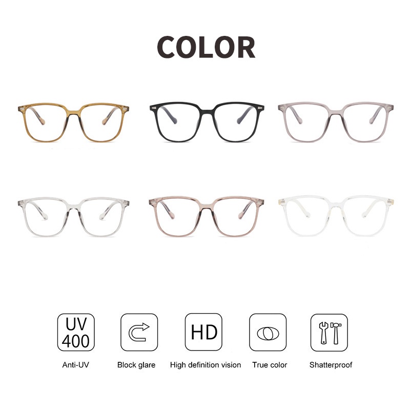 (KIQI-FASHION) COD Mắt Kính Chống Bức Xạ Ánh Sáng Xanh Hình Vuông Thời Trang Cổ Điển Cho Nữ