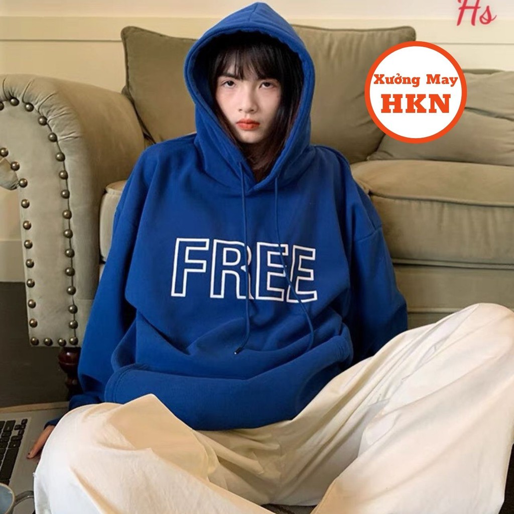 Áo Hoodie Nam Nữ Màu Xanh In Chữ Free Chất Nỉ Ngoại Dày Mã 794 Xưởng May HKN