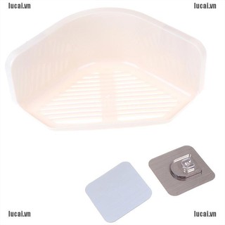 [LUCAI&COD]Suction Cup Corner Shower Shelf Bathroom Shampoo Holder Kitchen Storage Rack