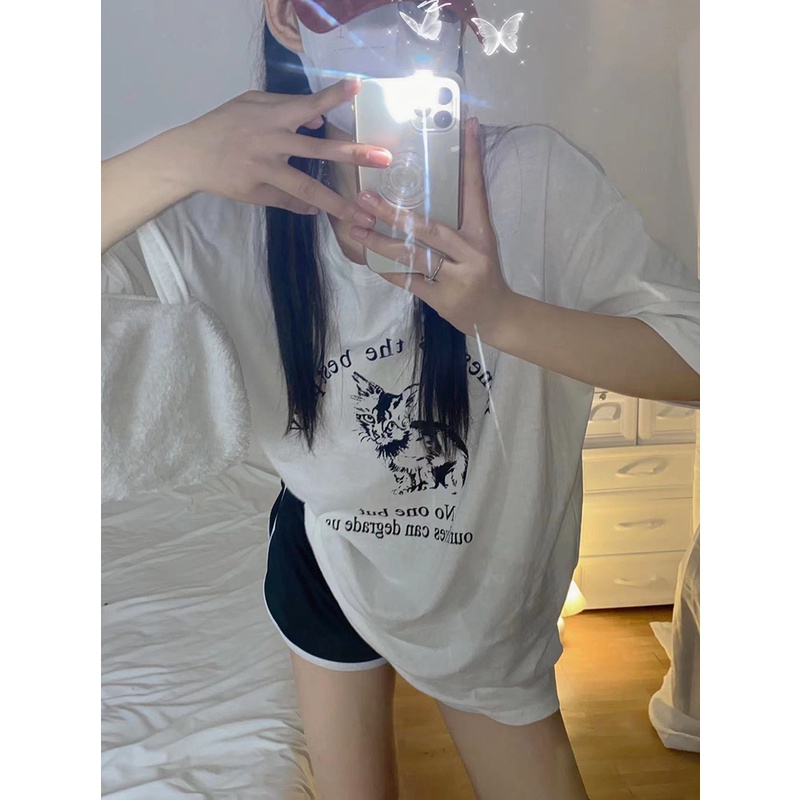 NRVP Áo Thun Nữ Oversize Cổ Tròn Thời Trang Hàn Quốc