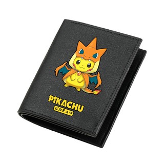 1 [kdsfe] Ví Da Dáng Ngắn Dạng Gập In Hình Pikachu/Sừng Danh Conan/Naruto Dễ Thương
