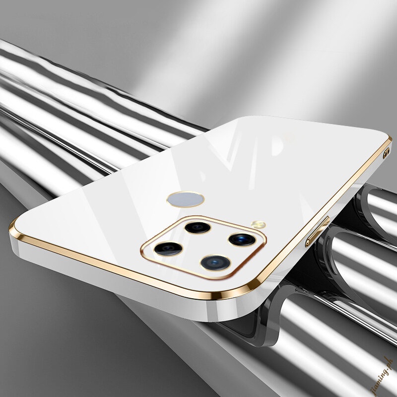 Ốp Điện Thoại Silicon Mềm Mạ Viền 6D Chất Lượng Cao Có Dây Đeo Cho Realme C11 C12 C15 C25 C25S C33 C35 Sự Bảo Vệ