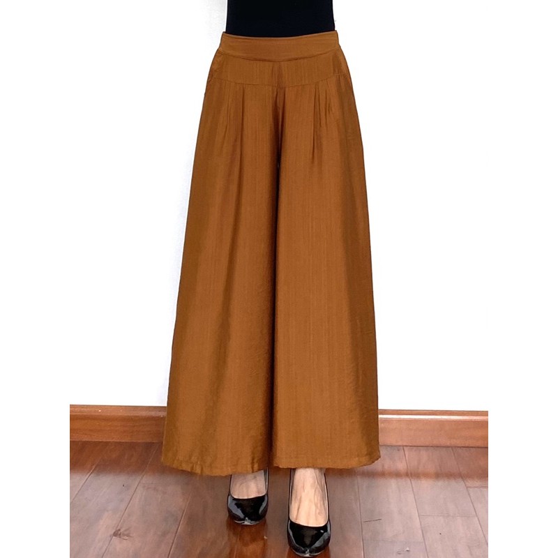 Quần nữ trung niên ANMYSHOP, quần sớ váy dáng ống rộng chất đũi xước mềm mịn không xù