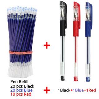 Bộ bút mực gel ngòi 0.5mm và ruột bút mực đen/xanh dương/đỏ dành cho học sinh trong trường học/giới văn phòng