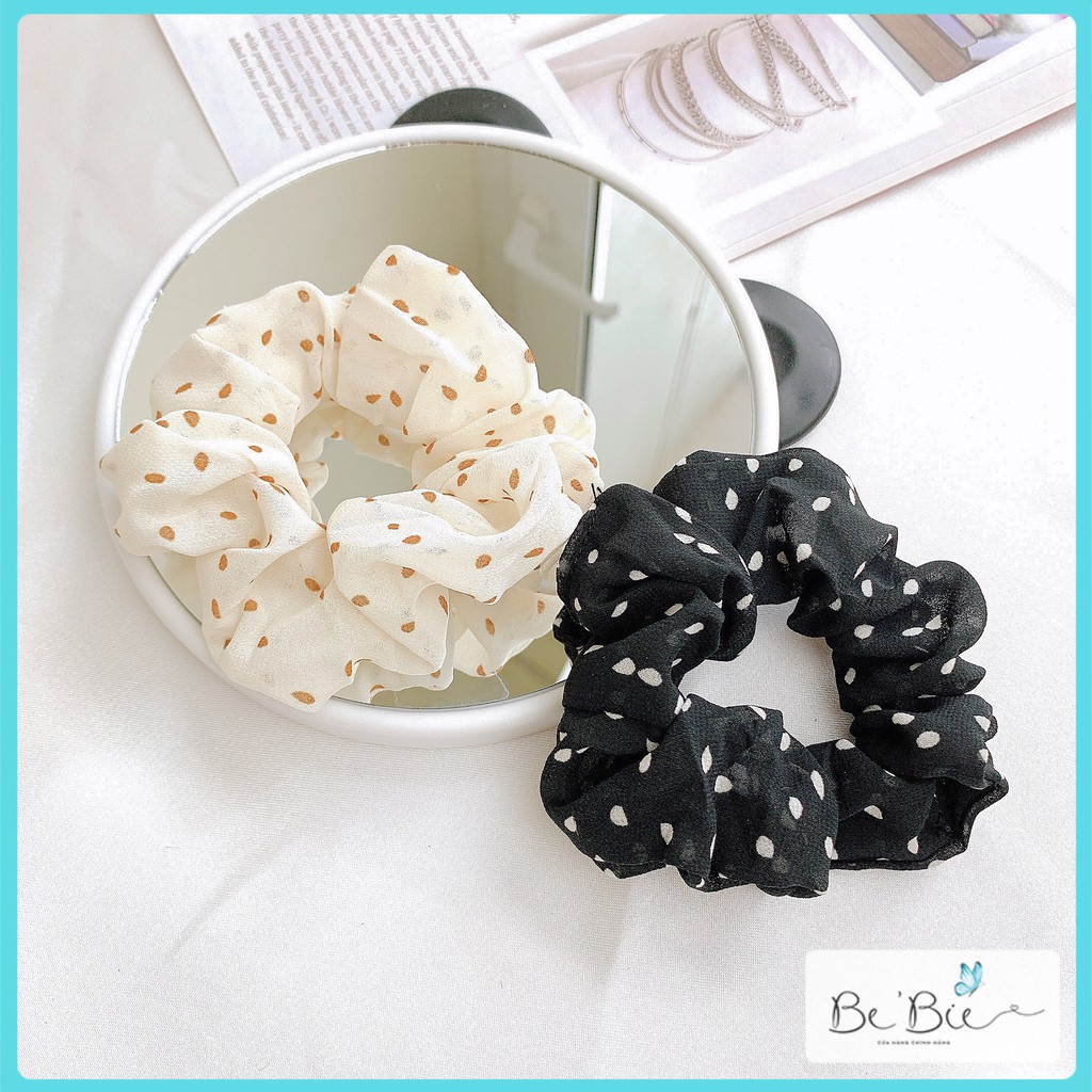 Cột tóc Scruchies chấm bi mềm M ✨, Buộc tóc vải hot trend BeBie - BP120
