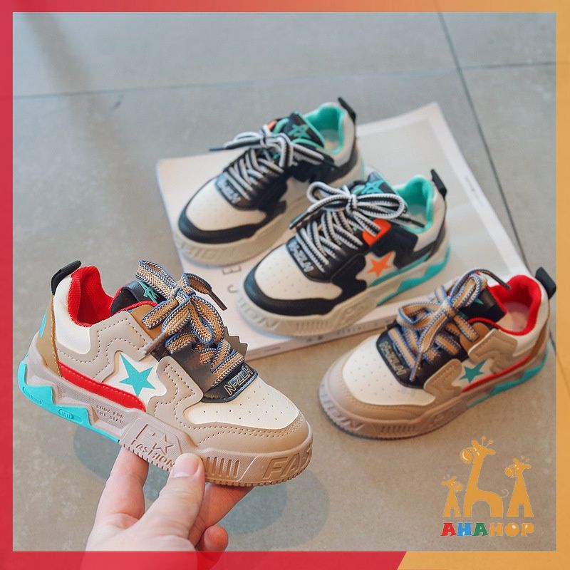 Giày thể thao cho bé - Giày sneaker dây thắt phối màu cực xinh hình Ngôi sao đáng yêu chất da PU mềm nhẹ mới nhất YNN85