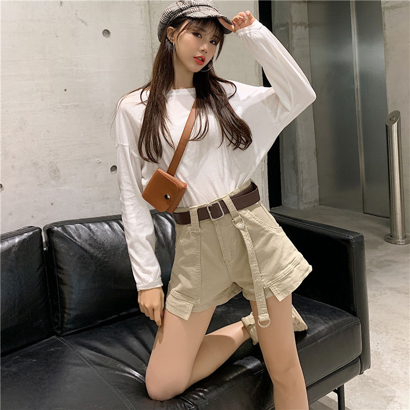 Quần Short Denim Lưng Cao Kiểu Retro Hàn Quốc Cá Tính Cho Nữ