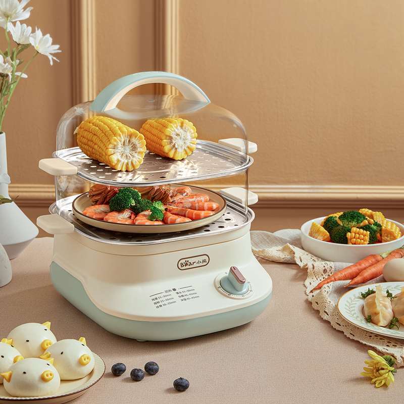 Nồi hấp thức ăn rau củ quả, hấp trứng, Máy Hấp Thức Ăn Gia Đình 2 tầng - Hàng Chính Hãng Bear