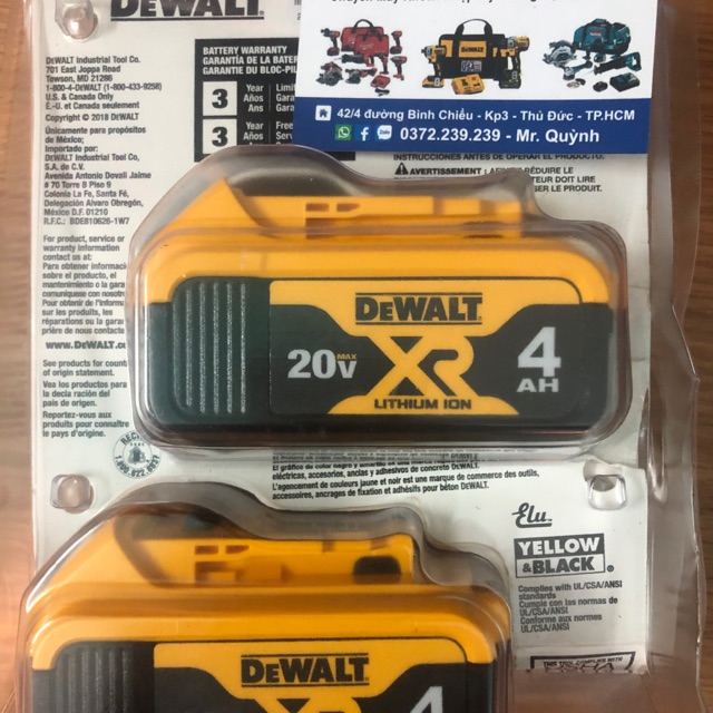 Pin dewalt mỹ 20 v 4ah