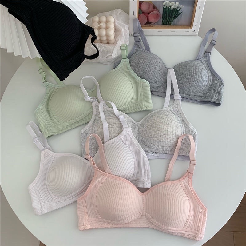 Áo lót nữ cotton mềm bra không gọng nâng ngực phong cách Hàn Quốc