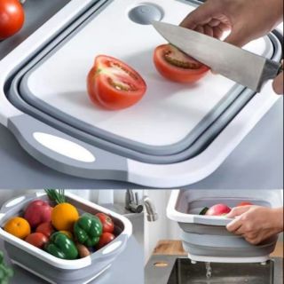 THỚT ĐA NĂNG KIÊM RỔ VÀ CHẬU RỬA GẤP GỌN TIỆN DỤNG