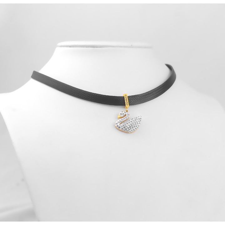DÂY CHUYỀN TITAN CHOKER THIÊN NGA ĐÍNH ĐÁ TRẮNG TN293 SIÊU ĐẸP BỀN MÀU