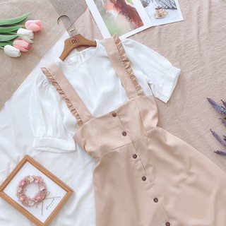 (LOẠI 1) Set váy yếm áo trắng