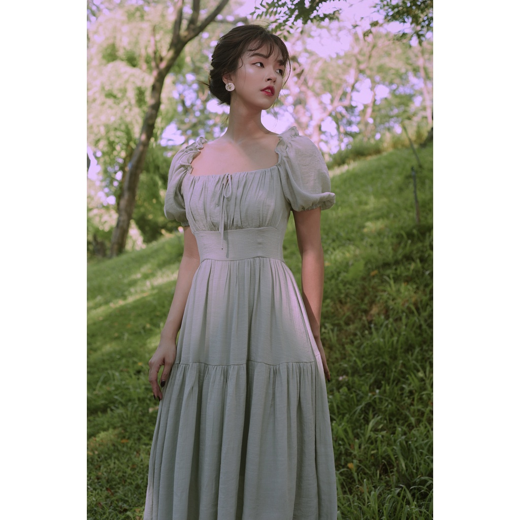 Váy Leena Dress Đen Trễ Vai Nàng Thơ Xanh mint_mainichi