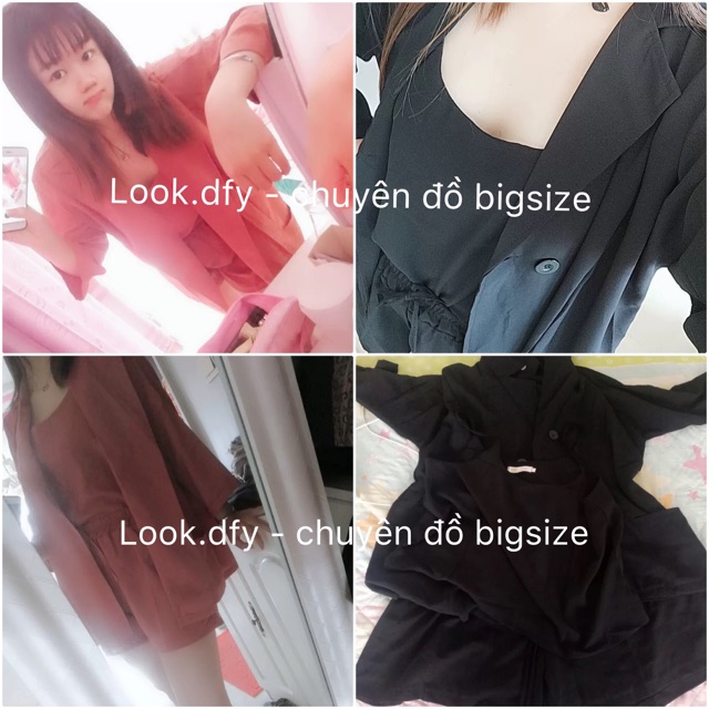 Có bigsize Set bộ 3 chi tiết: áo khoác blazer + áo 2 dây + quần short hot hit 2019