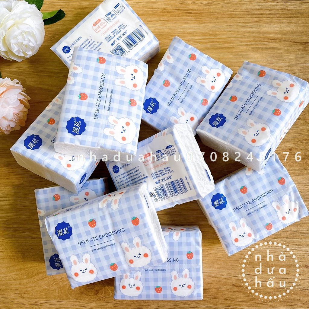 Một gói giấy ăn/ khăn giấy làm từ bột tre hình thỏ cute thân thiện môi trường