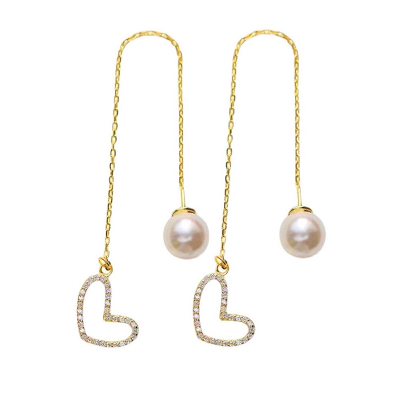 Bông Tai Ngọc Trai Hình Trái Tim Sang Trọng Thời Trang Hàn Quốc 2022