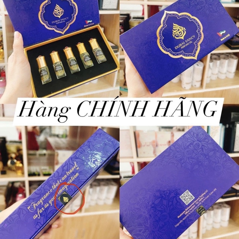 Sale [CHÍNH HÃNG] SET MINI 5 LỌ (5 MÙI) TINH DẦU THƠM DUBAI FANCY