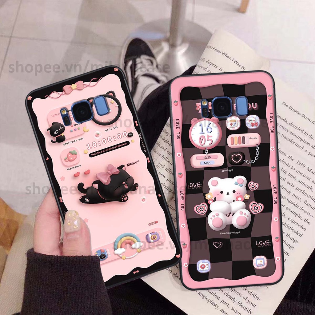 Ốp Samsung S8 / S8 Plus / S8+ hình đồng hồ icon gấu mèo cute cực dễ thương ngộ nghĩnh