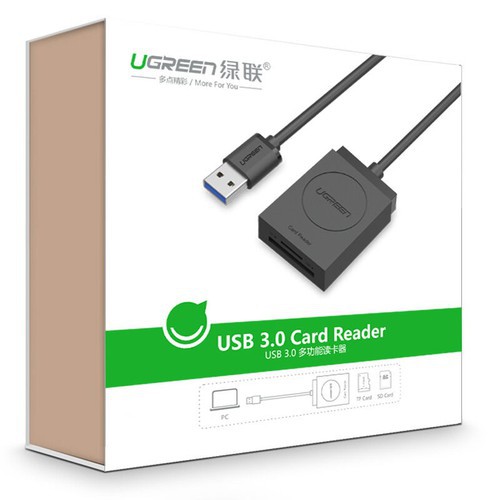 Đầu Đọc Thẻ USB 3.0 hỗ trợ SD/TF Ugreen 20250 - Hàng Chính Hãng