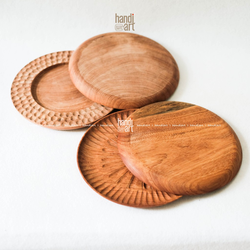 Dĩa gỗ đỏ/ Dĩa gỗ tròn decor (25cm)