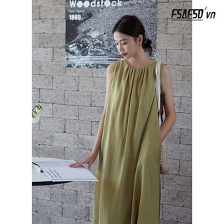 Đầm Dài Sát Nách Cổ Tròn Thời Trang Mùa Hè Cho Phái Nữ