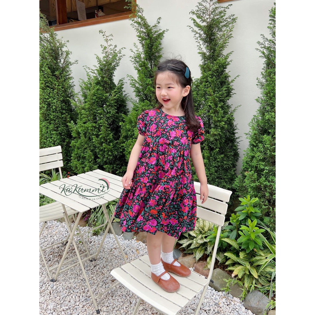 Váy babydoll hoa chất liệu thô Hàn (KM22-VA214) Kakummi