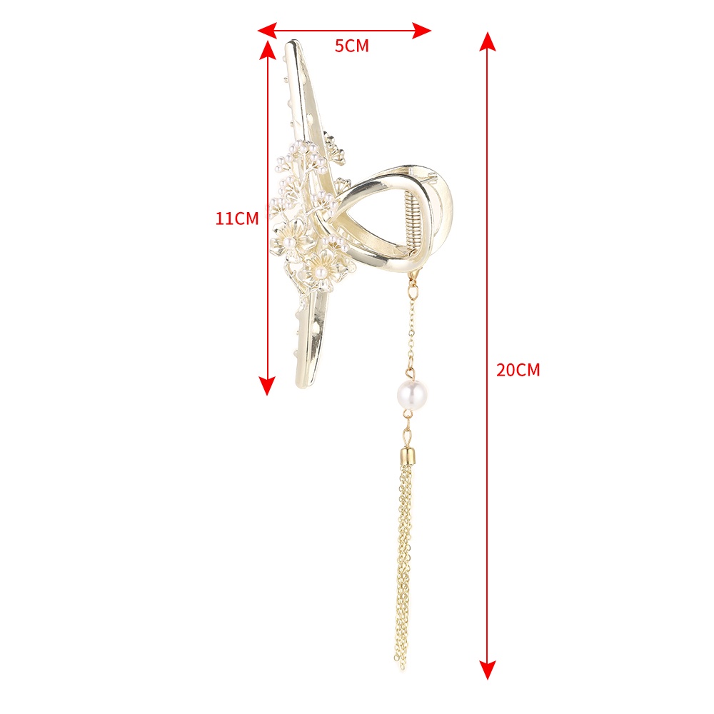 Giá Đỡ Cột Tóc Đuôi Ngựa Bằng Hợp Kim Hình Hoa Đính Ngọc Trai Có Tua Rua Cho Nữ