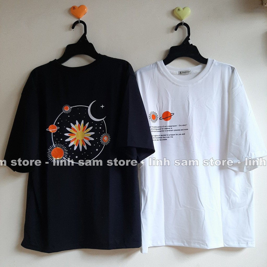 Áo thun tay lỡ nữ SAM CLO freesize phông form rộng Unisex, mặc cặp, nhóm, lớp in hình hoa cúc TRĂNG SAO | BigBuy360 - bigbuy360.vn